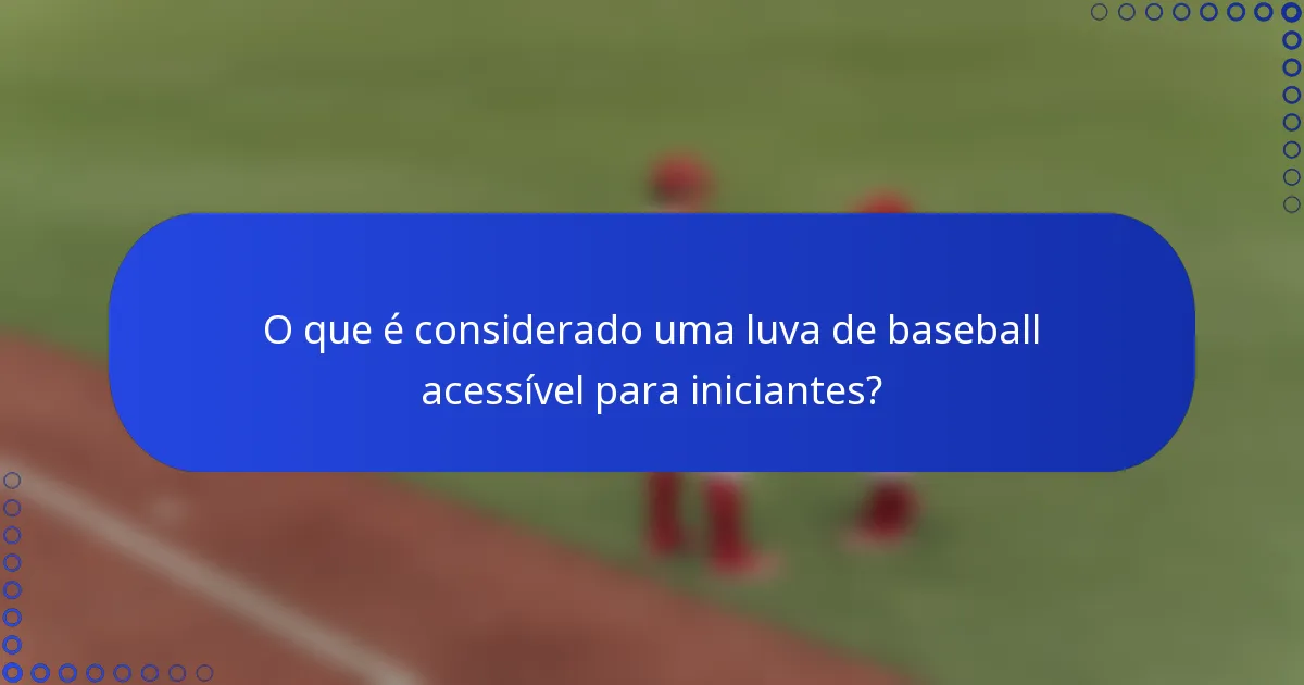 O que é considerado uma luva de baseball acessível para iniciantes?