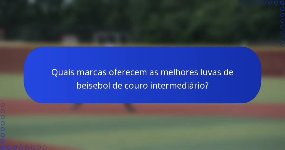 Quais marcas oferecem as melhores luvas de beisebol de couro intermediário?