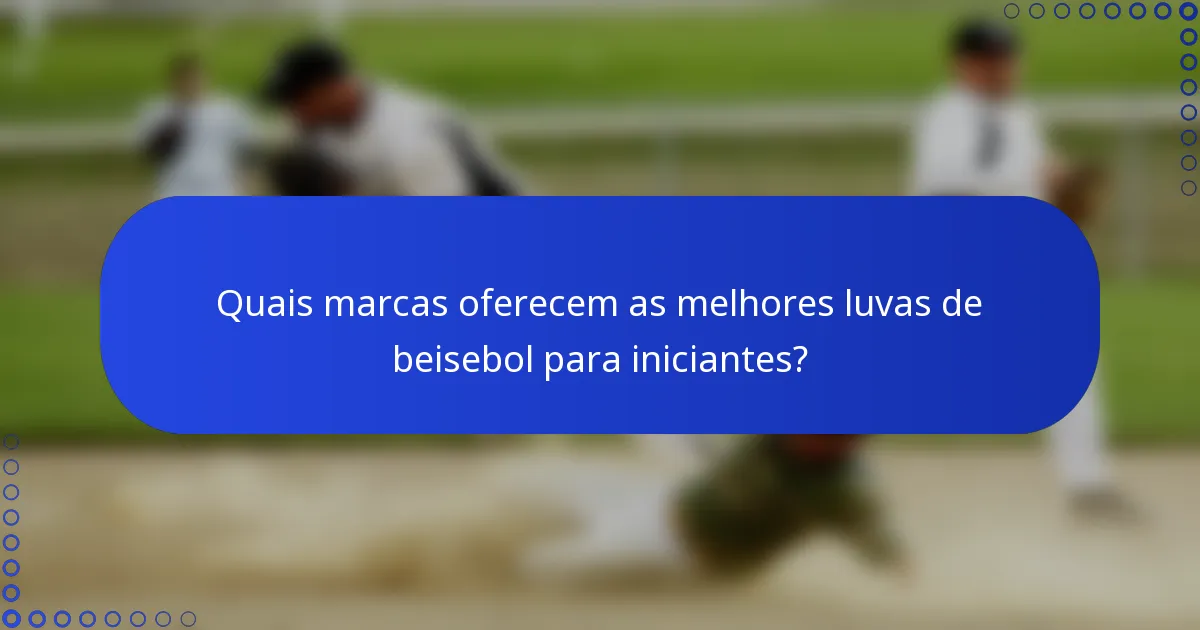 Quais marcas oferecem as melhores luvas de beisebol para iniciantes?